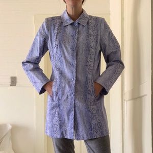 Vintage 90s Y2K Long Blue & White Snakeskin Blazer by Dialogue / Size 8